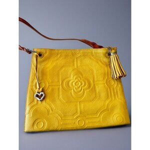 BRIGHTON Yellow Leather PIPER Slim Shoulder Bag Purse-GORGEOUS Condition A+